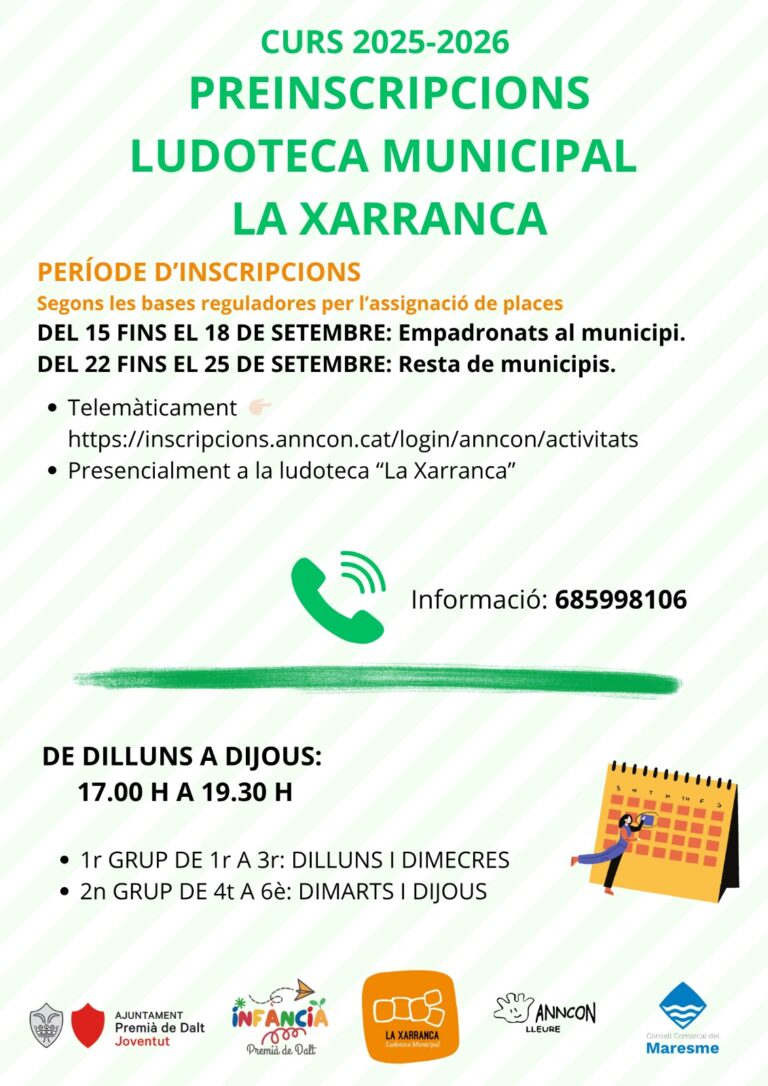 Preinscripcions Ludoteca “La Xarranca”
