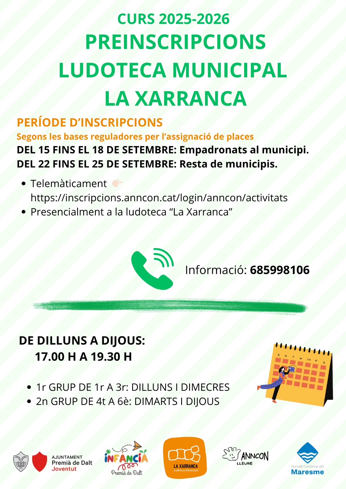 Preinscripcions Ludoteca “La Xarranca”