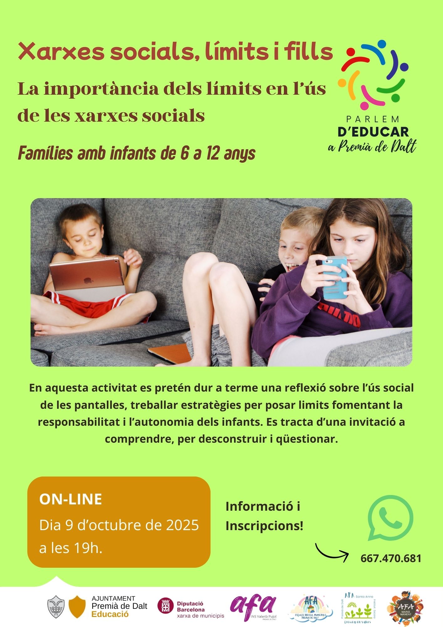 Xerrada: Xarxes socials, límits i fills.