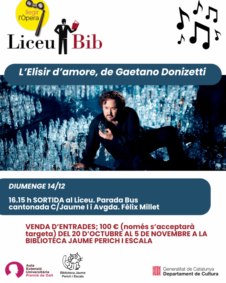 Anada a l’Òpera: “L’Elisir d’amore” de Gaetano Donizetti. Sortida al Gran Teatre del Liceu.