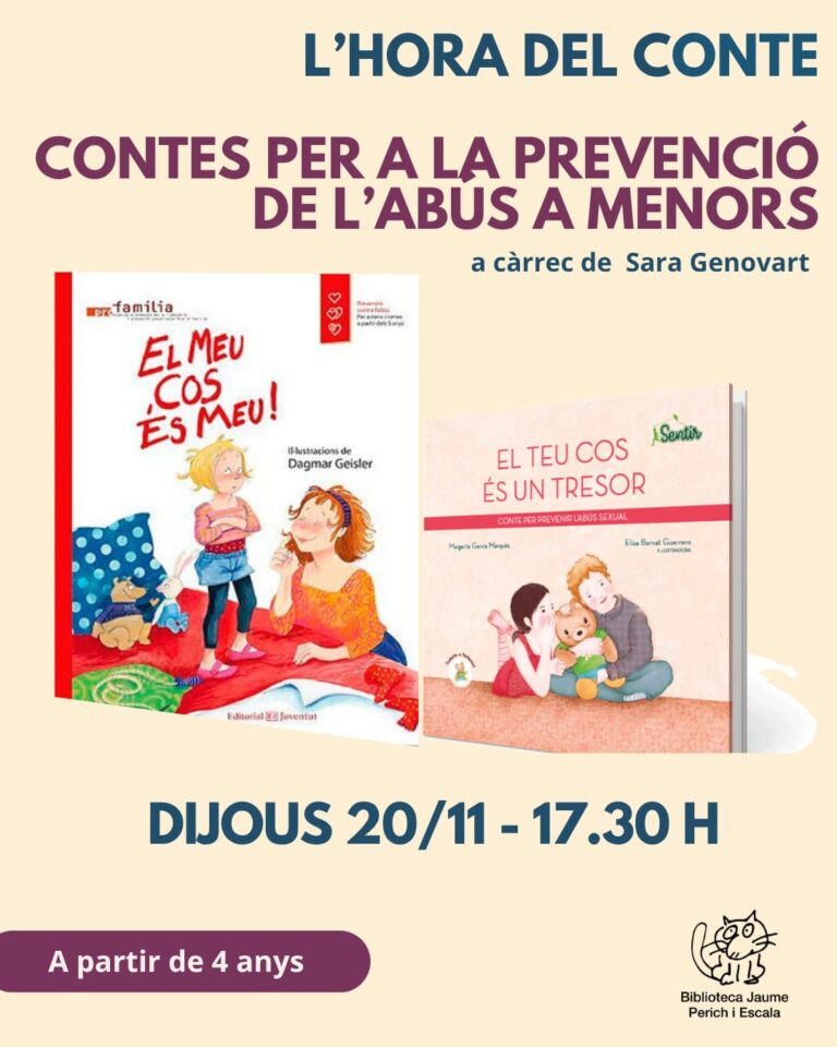 HORA DEL CONTE –  El meu cos és meu i El meu cos és un tresor.